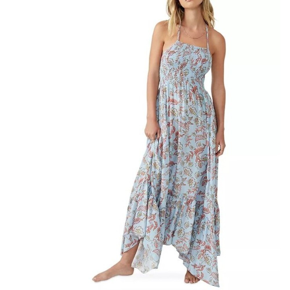 Free People Heat Wave Printed Maxi Dress Blue Floral - Women's Small